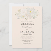Convite de Casamento de Rosas de Aquarela de Creme
