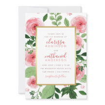 Convite De Casamento De Rosas De Aquarelas Florais