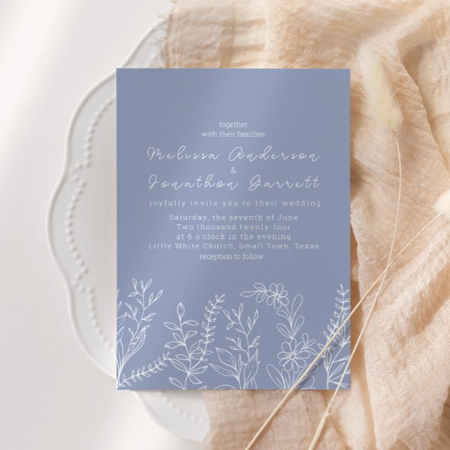 Convite de Casamento de Rosas de Flores Periwinkle (Criador carregado)