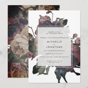 Convite De Casamento De Rosas De Vintage De Antilh