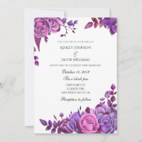 Convite de casamento de rosas roxas Convite floral