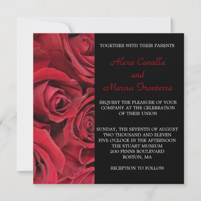 Convite de Casamento de Rosas vermelhas (Frente)