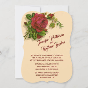 Convite de Casamento de Rosas vermelhas