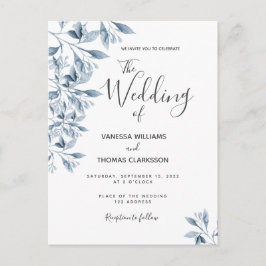 Convite de casamento de roteiro botânico branco az