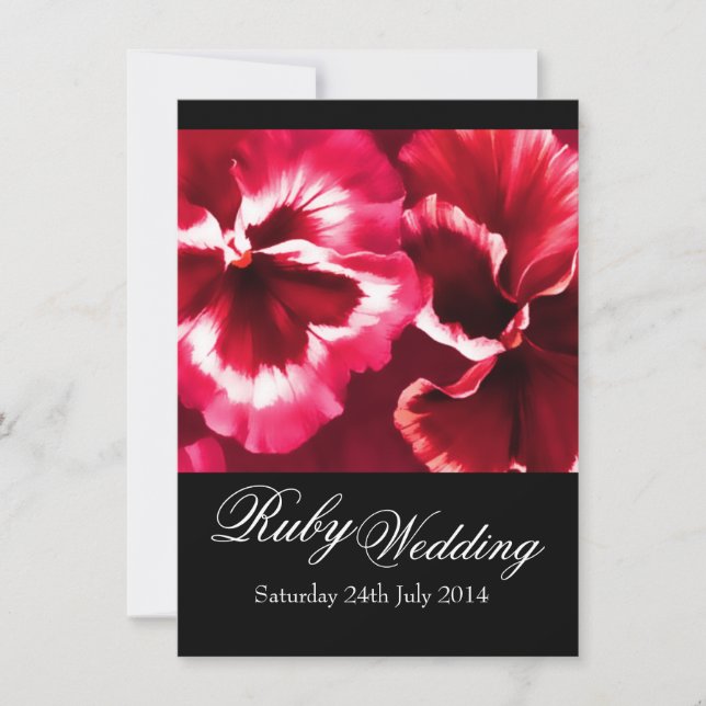 Convite de Casamento de Rubi 40º Preto Branco & Ve (Frente)