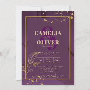 Convite de casamento DE SAÍDAS DOURADAS PROFUNDAS