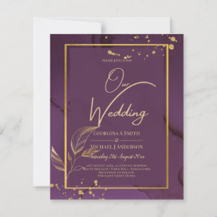 Convite de casamento DE SAÍDAS DOURADAS PROFUNDAS