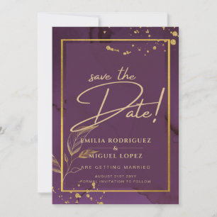 Convite de casamento DE SAÍDAS DOURADAS PROFUNDAS