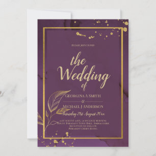 Convite de casamento DE SAÍDAS DOURADAS PROFUNDAS
