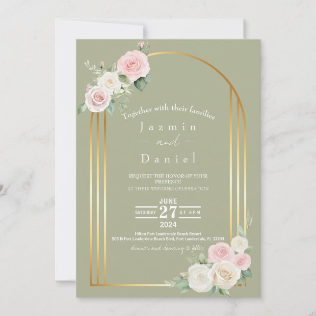 Convite De Casamento De Sangue Rosa E Branco E Suj (Frente)