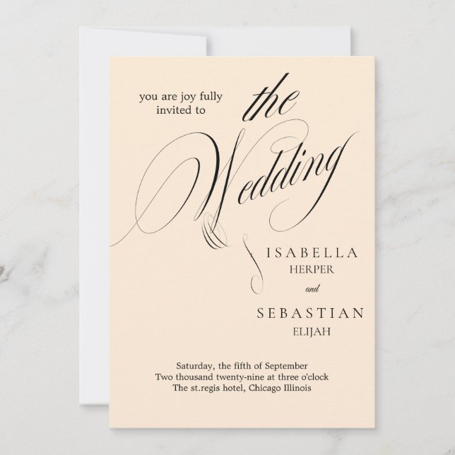 Convite de casamento de Script Clássico Minimalist (Frente)