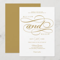 Convite De Casamento De Script De Caligrafia Elega