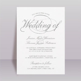 Convite De Casamento De Script De Foil De Silver F