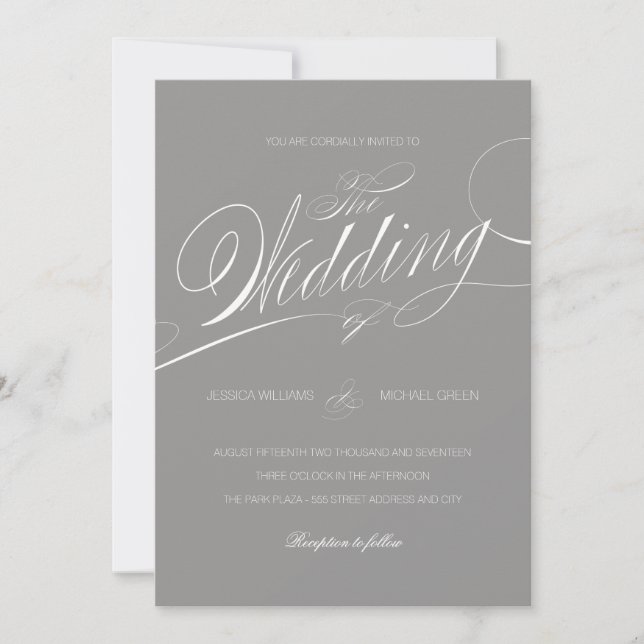Convite De Casamento De Script Elegante (Frente)
