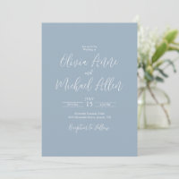 Convite De Casamento De Script Elegante Azul Claro