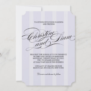 Convite de Casamento de Script Flourish de Stripes