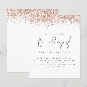 Convite de casamento de Script Glitter Dourado do 