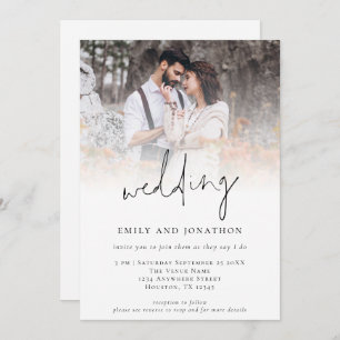 Convite de casamento de Script Informal QR de Foto