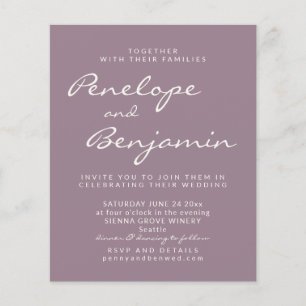 Convite de casamento de Script Purple Dusty Modern