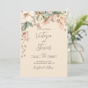 Convite De Casamento De Script Russo Floral Waterc
