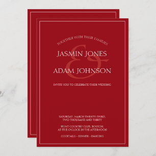 Convite De Casamento De Script Vermelho Da Crimson