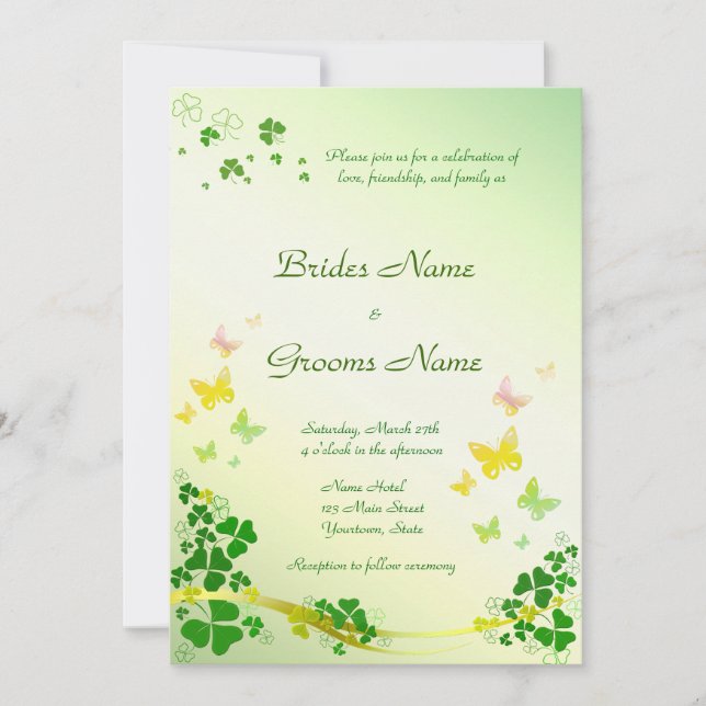 Convite de Casamento de Shamrock Na moda (Frente)
