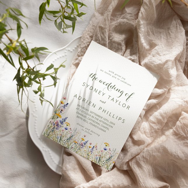 Convite de Casamento de Simples Flor Silvestre (Criador carregado)