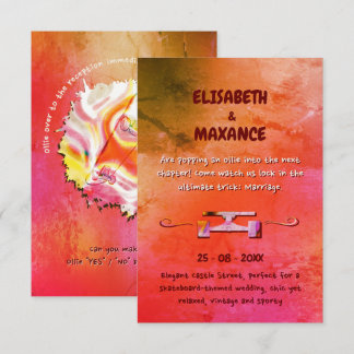 Convite de casamento de skateboard vintage terraco