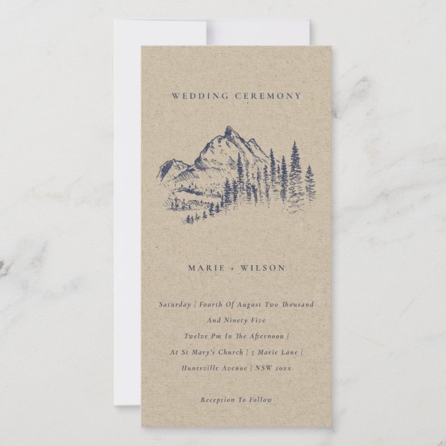 Convite de casamento de Sketch Kraft Pine Woods Mo (Frente)