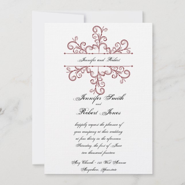 Convite de Casamento de Snowflake de Coração Verme (Frente)