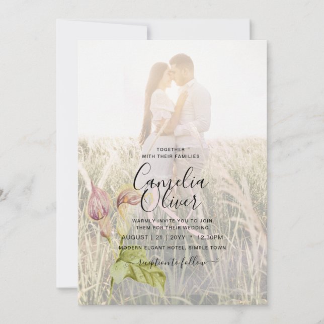 Convite de casamento de Sobreposição de Lily PHOTO (Frente)