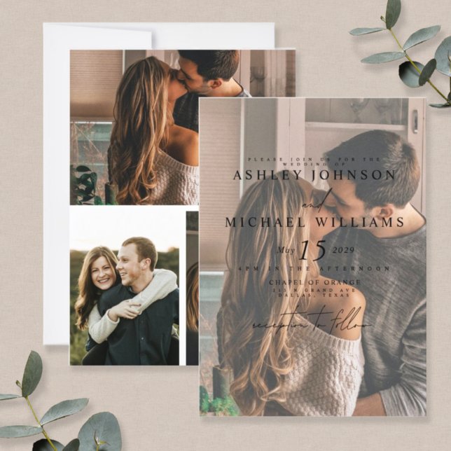 Convite De Casamento De Sobreposição De Vellum Fot (Criador carregado)