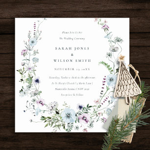 Convite de casamento de solha de flor selvagem azu
