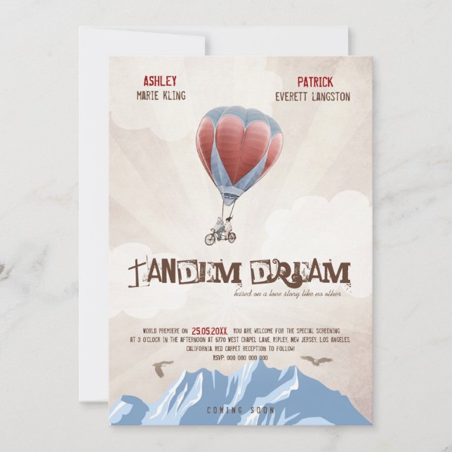 Convite de casamento De Sonhos De Tandem Love (Est (Frente)