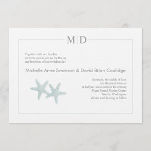 Convite De Casamento De Starfish Monograma + Casa