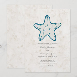 Convite de casamento de Starfish Russo Real Azul
