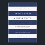 Convite De Casamento De Stripes De Marinho Chic<br><div class="desc">Design de casamento listrado moderno por Shelby Allison. Mais opções de cores disponíveis.</div>