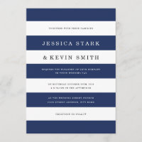 Convite De Casamento De Stripes De Marinho Chic