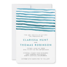 Convite De Casamento De Stripes De Mola Azul