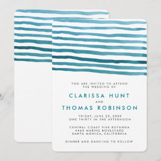 Convite De Casamento De Stripes De Mola Azul