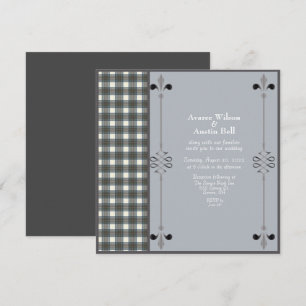 Convite De Casamento De Tartan De Roupa Azul Stewa