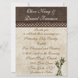 Convite De Casamento De Teal & Copper Girafas