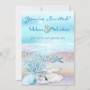 Convite de casamento de Teal de Sonho Shore Beach 