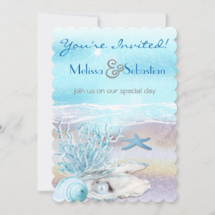 Convite de casamento de Teal de Sonho Shore Beach 