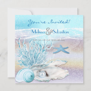 Convite de casamento de Teal de Sonho Shore Beach 