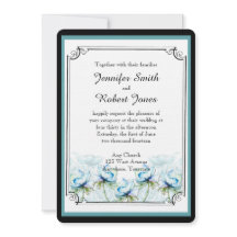 Convite De Casamento De Teal Floral Watercolor