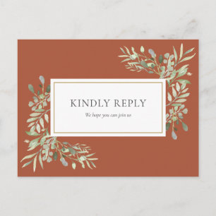 Convite de Casamento de Terracota com Vegetação El