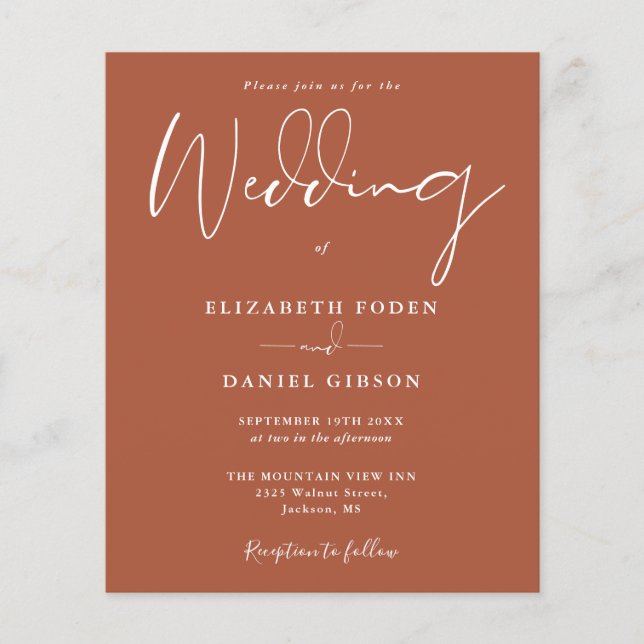 Convite de Casamento de Terracota Econômico (Frente)