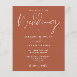 Convite de Casamento de Terracota Econômico