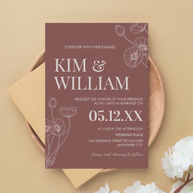 Convite de Casamento de Terracotta Minimalista (Minimalist Terracotta Boho Wedding Invitation)